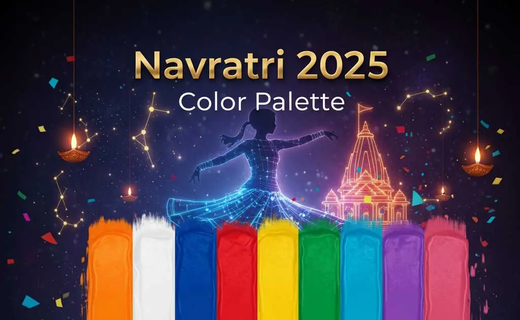 भक्ति के रंग: नवरात्रि 2025 की रंगीन पेलेट और उनके पुराणिक अर्थ — Uncategorized