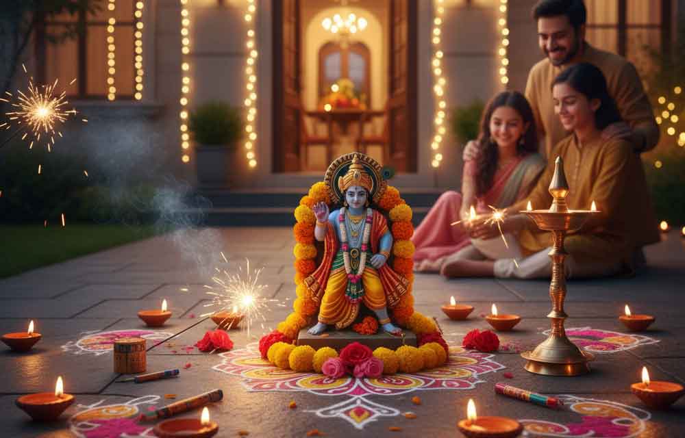 नरक चतुर्दशी 2025: अहंकार पर प्रकाश की विजय – श्रीकृष्ण और नरकासुर की कथा और इसका प्रतीकात्मक अर्थ — Festivals