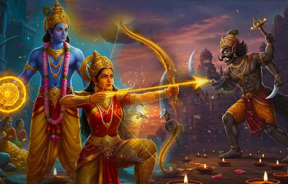 सत्यभामा और नरकासुर वध: अच्छाई की बुराई पर विजय — Festivals