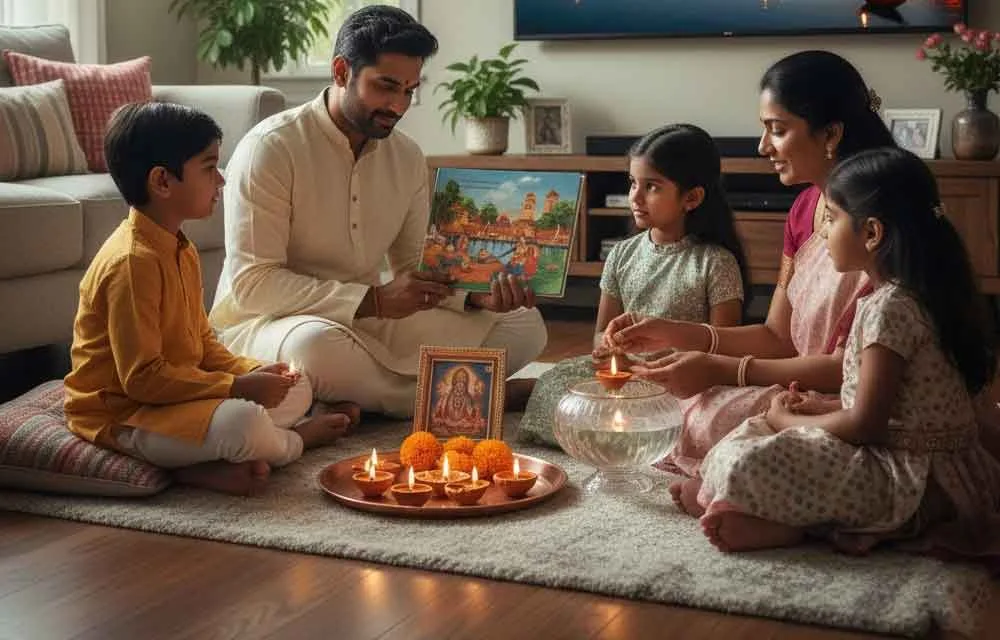 NRI माता-पिता अपने बच्चों को कार्तिक मास का अर्थ कैसे सिखाएँ — त्योहार