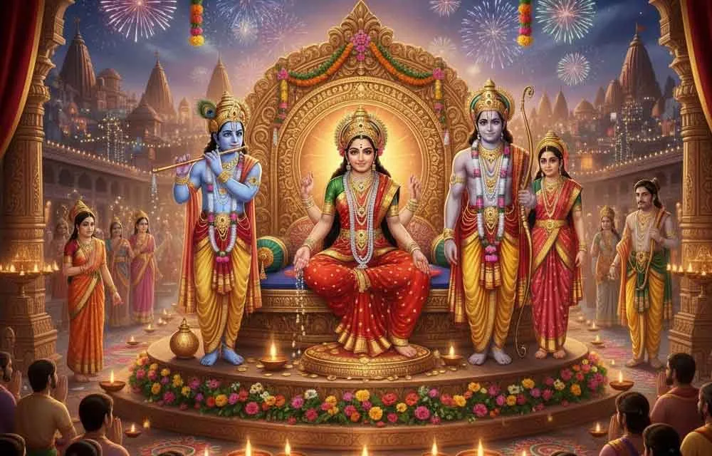 दिवाली क्यों मनाई जाती है: श्रीराम, श्रीकृष्ण और माँ लक्ष्मी की कथाएँ — Festivals