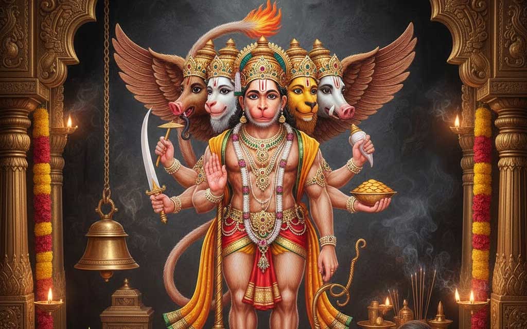 Pancha Mukhi Anjaneya: The Five-Faced Divine Guardian — Hindu Gods