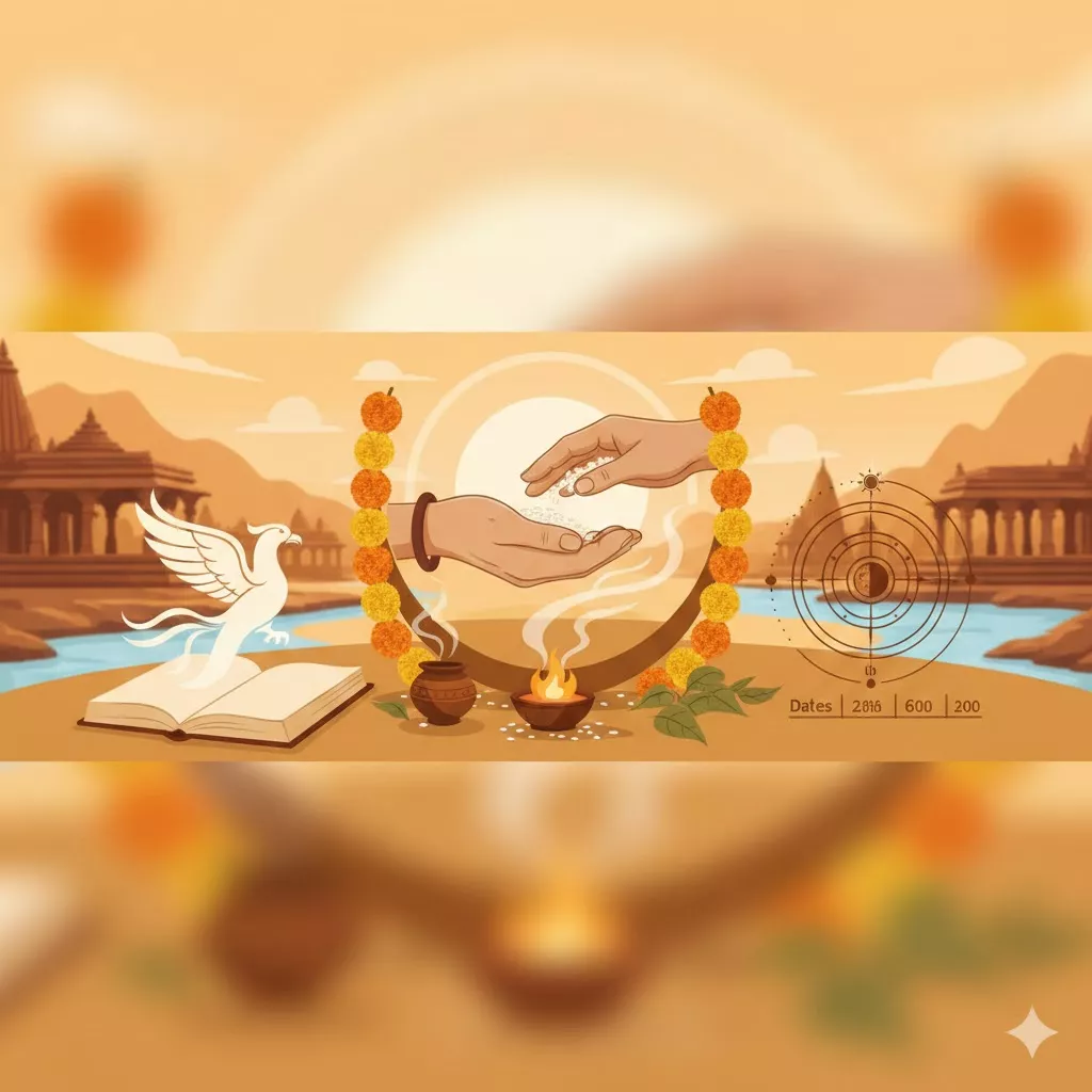 पितृ पक्ष २०२६ की तिथियाँ एवं घर पर अनुष्ठान: व्यस्त भक्तों के लिए गरुड़ पुराण से सरल लेकिन प्रभावशाली श्राद्ध + पिंड दान गाइड — homebanner