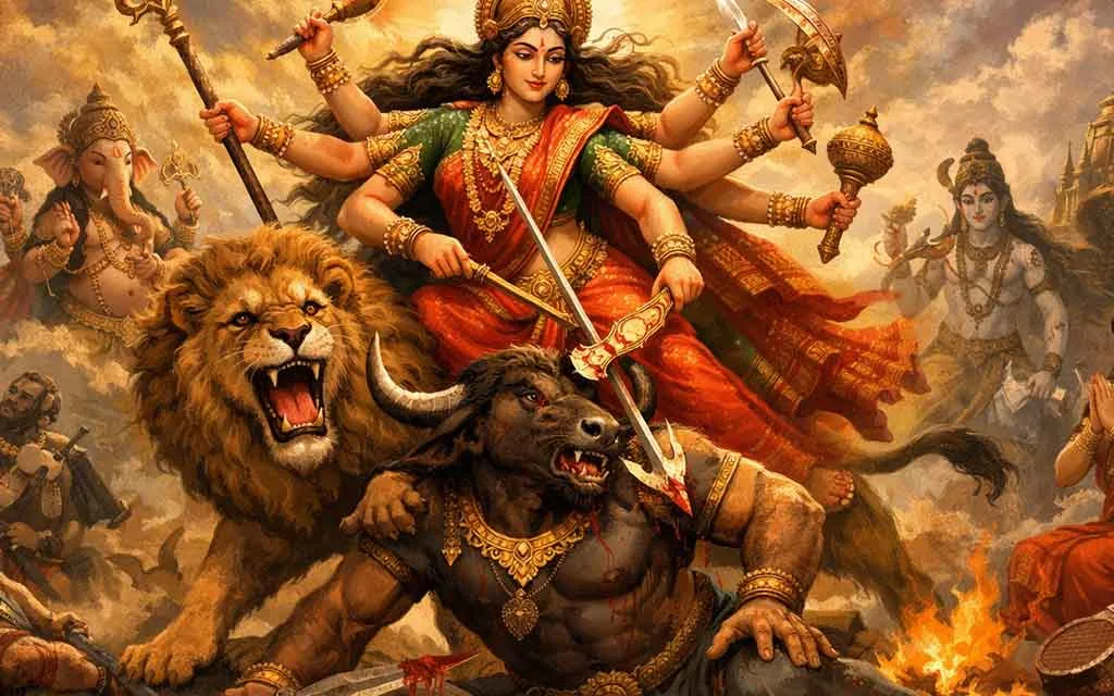 महिषासुरमर्दिनी स्तोत्रम् (अयि गिरिनन्दिनि): संपूर्ण संस्कृत पाठ, IAST और अर्थ — पूजा, श्लोक और मंत्र